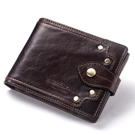 Men's Brown Genuine Leather Wallet with Multi-Card Holder by Leather Warrior