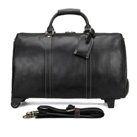 Handmade Black Extra Large Vintage Full Grain Leather Travel Bag Men Duffle Bag, Holdall Luggage Bag