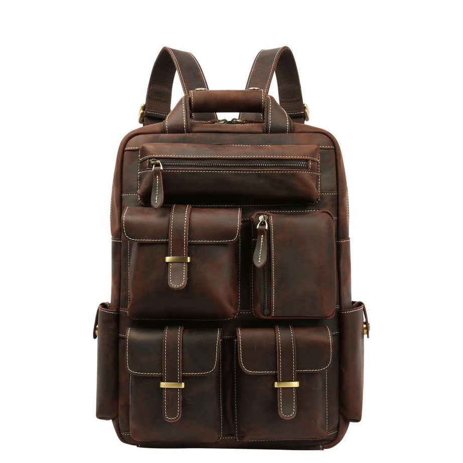 Handmade Mens Leather Backpack, Vintage Dark Brown Backpacks for Men, Designer Backpacks by Leather Warrior
