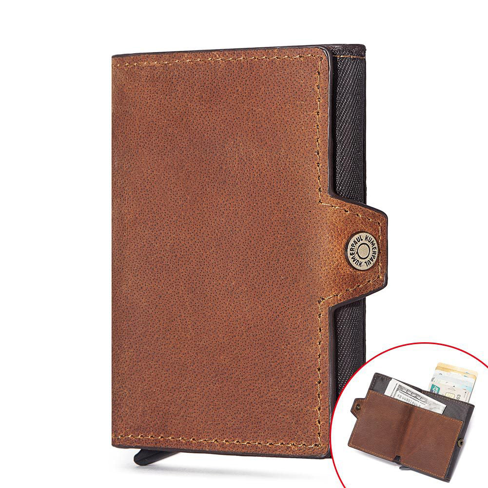 Brown Leather Card Holder For Men by Leather Warrior