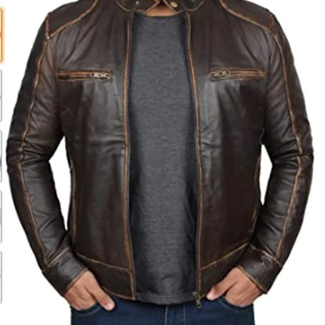 Vintage Cowhide Distressed Leather Jacket