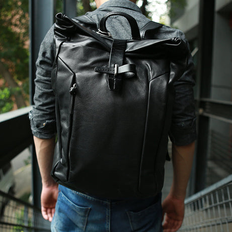 Full Grain Black Leather Travel Backpack Handmade Laptop Backpack School Backpack by Leather Warrior