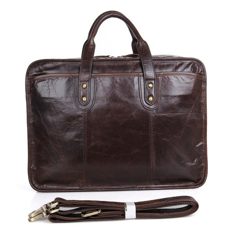 Oil Wax Laptop Messenger Bag Business Coffee Briefcase Men Leather Bags Side Bags by Leather Warrior