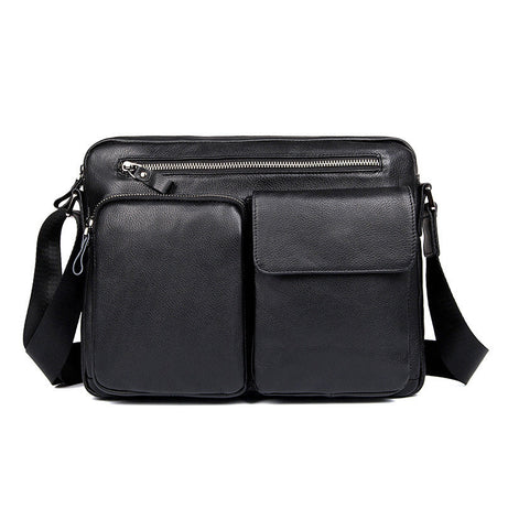 Top Grain Genuine Black Leather Mens Briefcases Business Messenger Bags New Fashion Crossbody Shoulder Bags by Leather Warrior