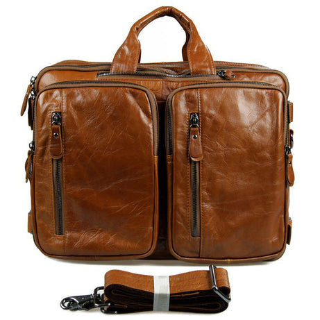 Full Grain Leather Briefcases Convertible Leather Backpacks Brown Messenger Shoulder Bags by Leather Warrior