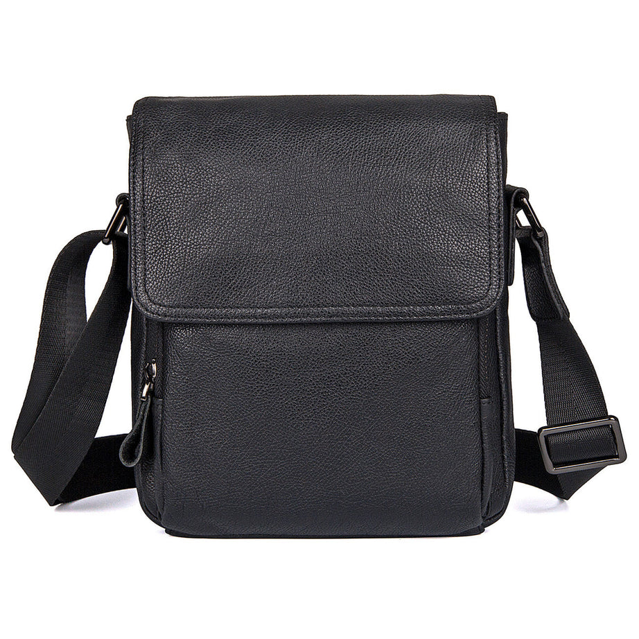 Full Black Messenger Bags For Men Leather Messenger Shoulder Bag by Leather Warrior