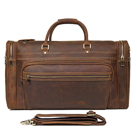 Brown Handmade Full Grain Leather Mens Duffle Bag, Leather Travel Bag, Weekender Bag by Leather Warrior