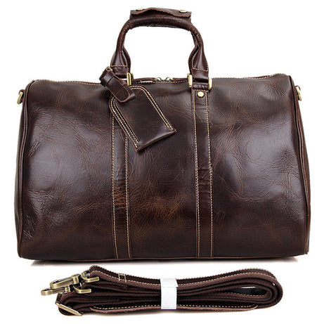 Coffee Color Leather Travel Bag Overnight Bag, Men Leather Duffel Bag, Business Travel Luggage Bag by Leather Warrior