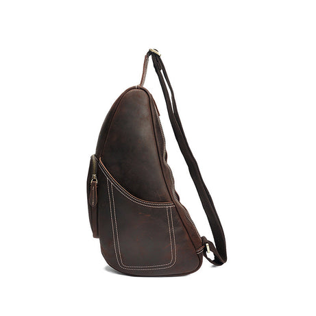 Retro Black Men Messenger Bags Full Grain Leather Chest Packs Large Capacity Sling Bags by Leather Warrior