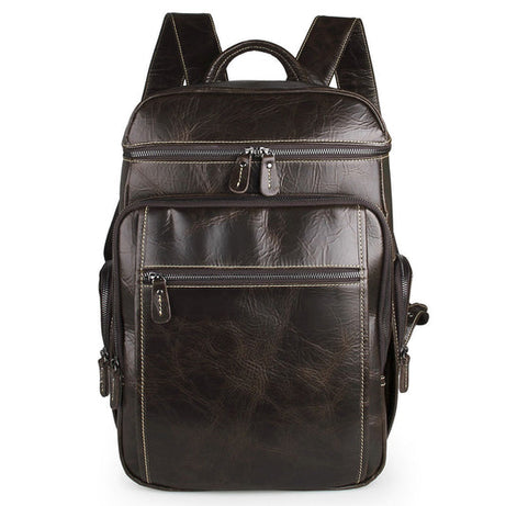 Genuine Leather Chocolate Backpack, Fashion Leather School Backpack, Casual Backpack For Men by Leather Warrior