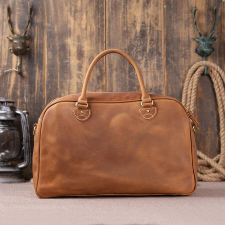 Vintage Brown Full Grain Leather Travel Duffle Bag for Men by Leather Warrior