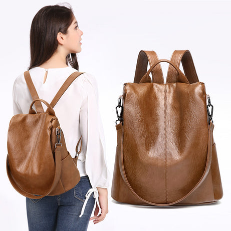 Casual anti-theft leather Bag For student