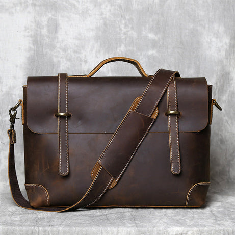Handmade Full Grain Leather Briefcase Vintage Brown Business Bag ...