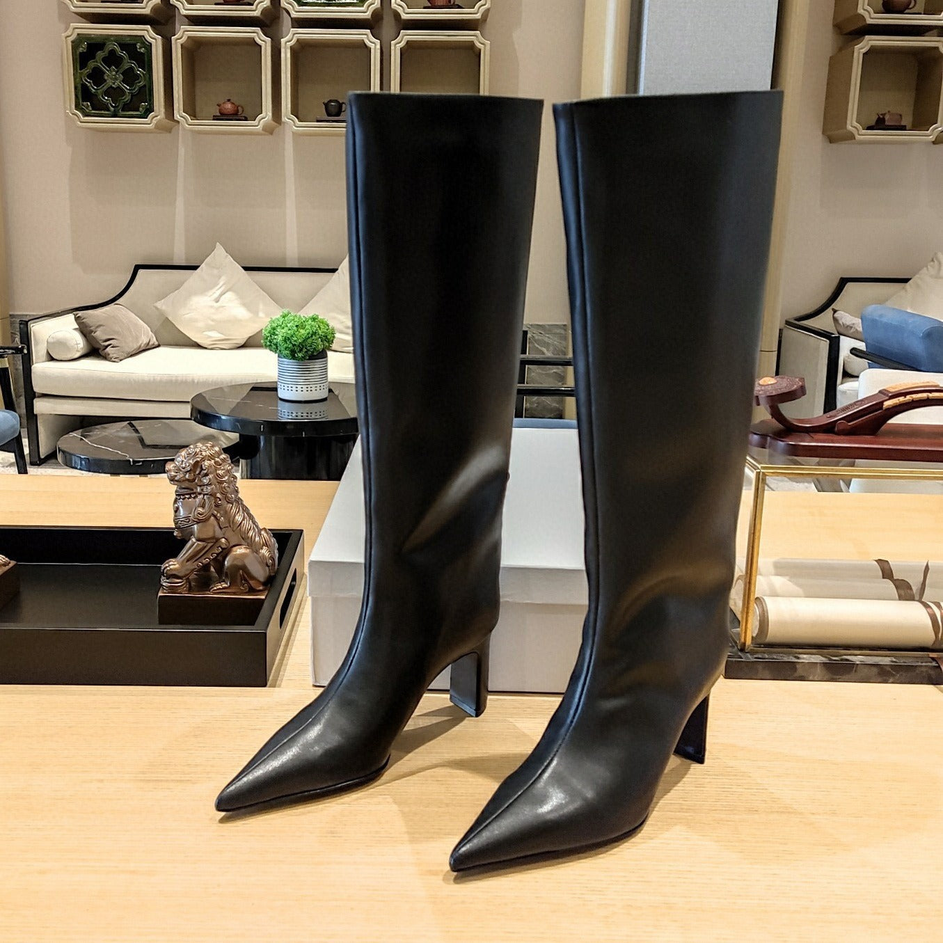Metallic Leather Knee-high Boots Women