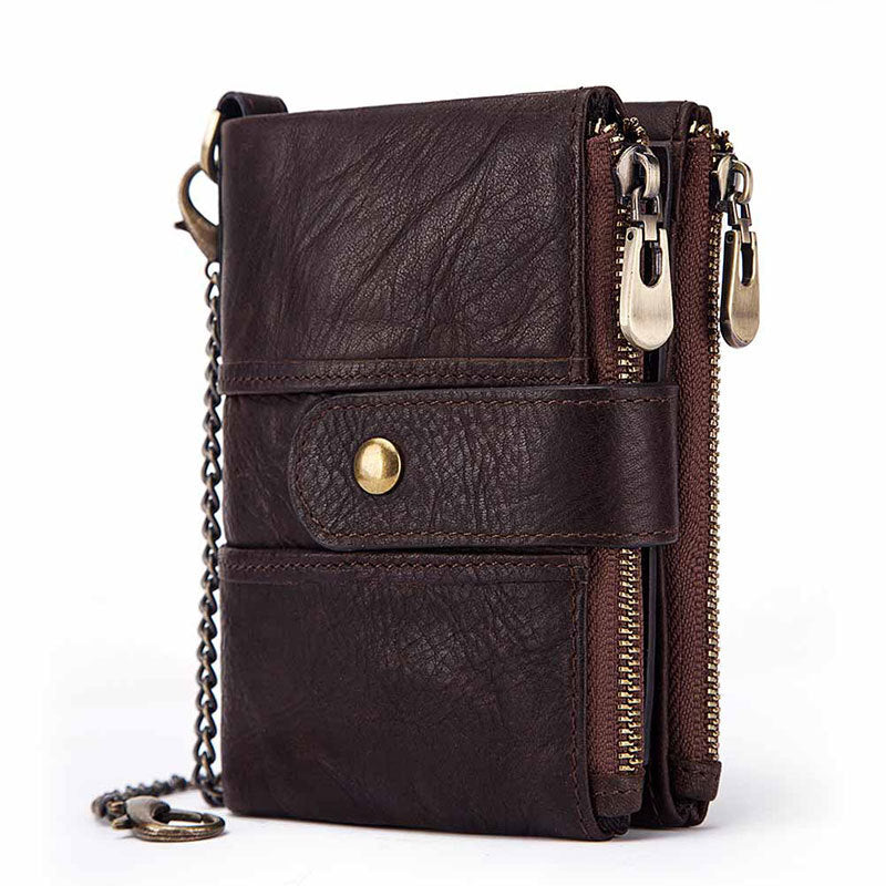 Brown Men's RFID Anti-Theft with Multi-Function Leather Wallet