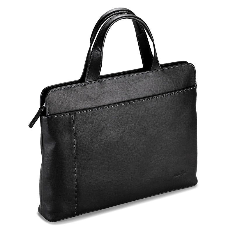 Black Men Horizontal Business Leather Briefcase Bag by Leather Warrior