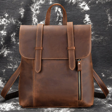 Vintage Brown Crazy Horse Leather Backpack Laptop Backpack Travel Backpack Retro Shoulder Messenger Bag by Leather Warrior