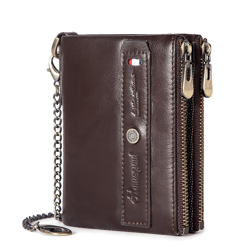 RFID Anti-theft Cowhide Coffee Leather Wallet For Men by Leather Warrior