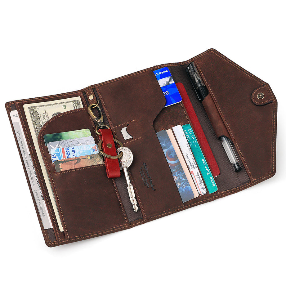Multi-Functional Leather Passport Clutch