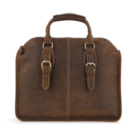 Antique Leather Laptop Briefcase Crossbody Bag Dark Brown Mens Messenger Shoulder Bags by Leather Warrior
