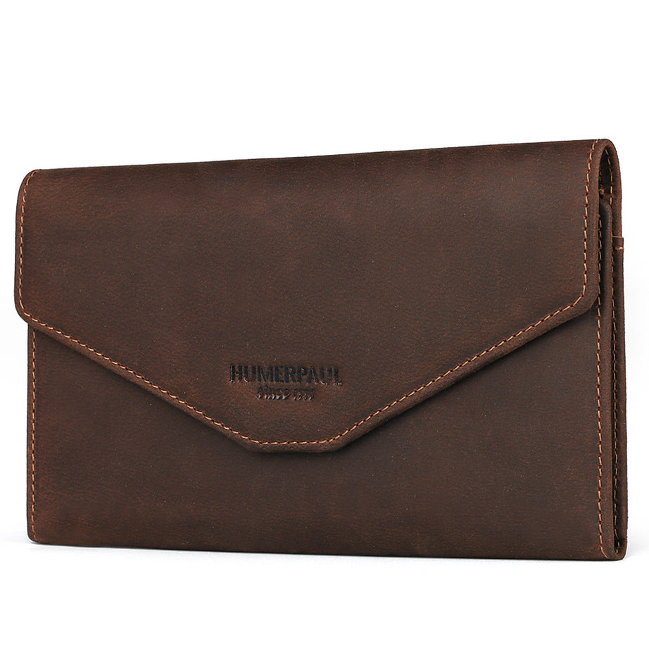 Multi-Functional Coffee Leather Passport Clutch by Leather Warrior