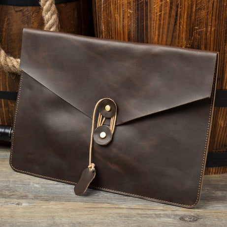 Crazy Horse Leather Clutch Men Envelope Clutch Retro Leather Clutch iPad Bag