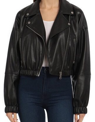 Crop Oversize Leather Moto Jacket