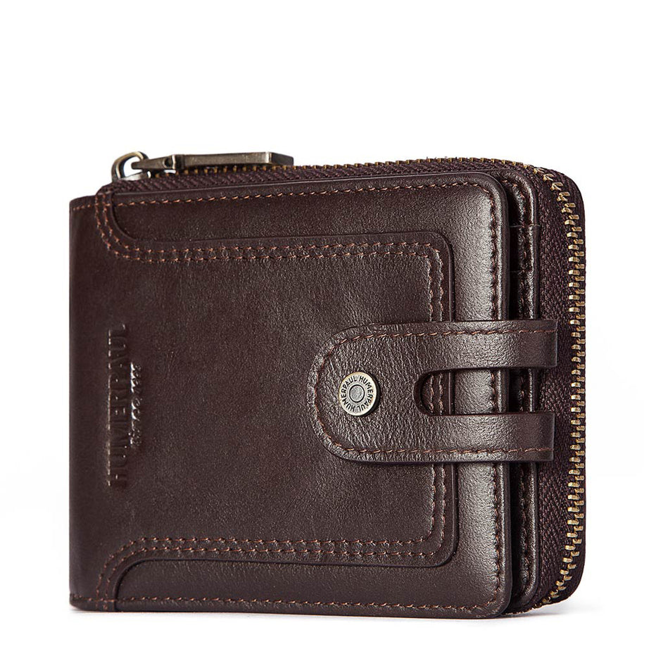 Dark Coffee Cowhide Anti-Theft Men's Leather Wallets by Leather Warrior