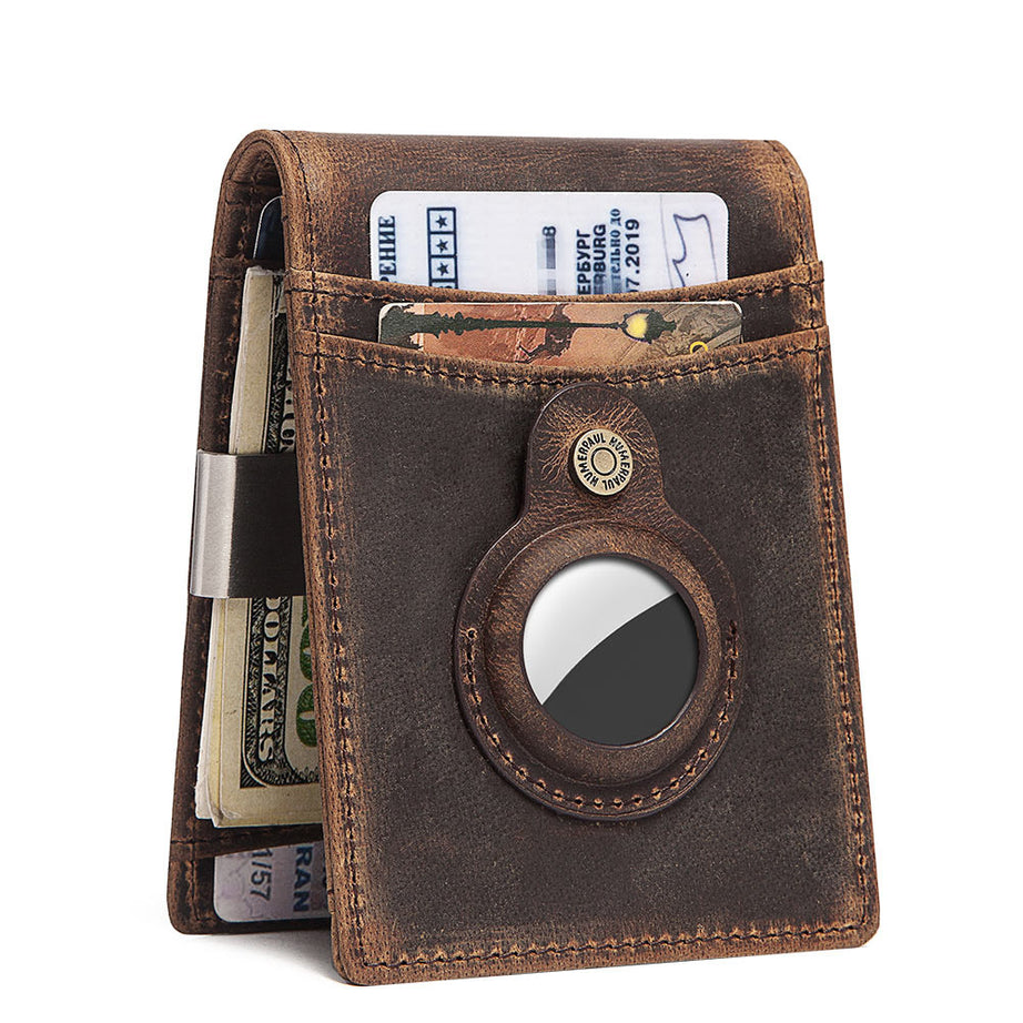 RFID Leather Wallet with Anti-Lost Holder