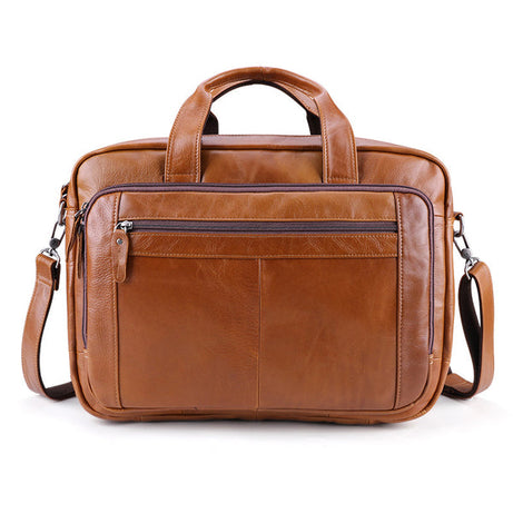 Full Grain Leather Briefcase Leather Business Bags, Brown Natural Leather Shoulder Bags by Leather Warrior
