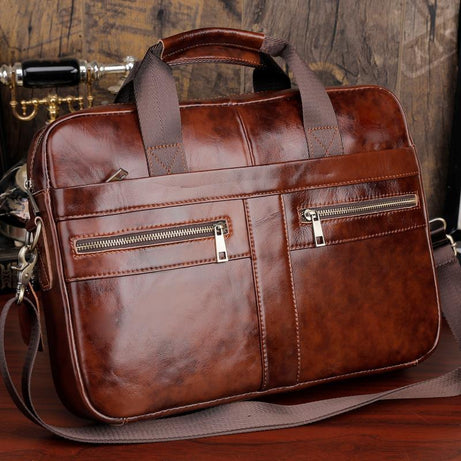 Full Grain Red Leather Briefcase Men's Messenger Bag Vintage 15 Inches Leather Laptop Computer Bag by Leather Warrior
