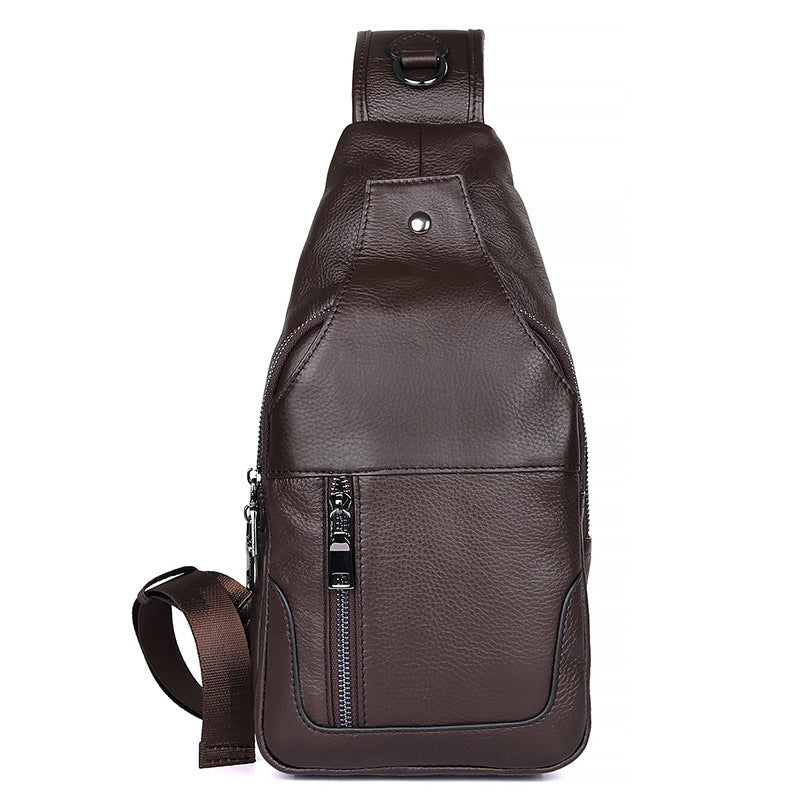 Full Grain Coffee Leather Sling Bags For Men Leather Chest Pack Stylish Leather Chest Bags