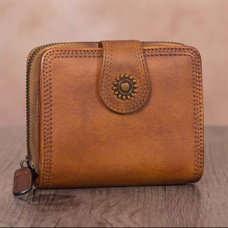 Full Grain Leather Wallet For Women Leather Short Wallet Card Holder Wallet