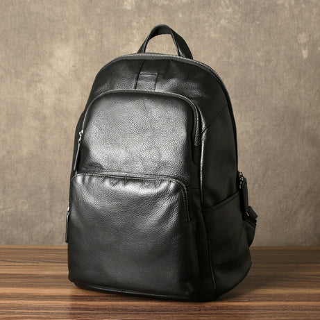 Black Genuine Leather Backpacks, School Backpacks, Casual Shoulder Laptop Backpacks For Men by Leather Warrior