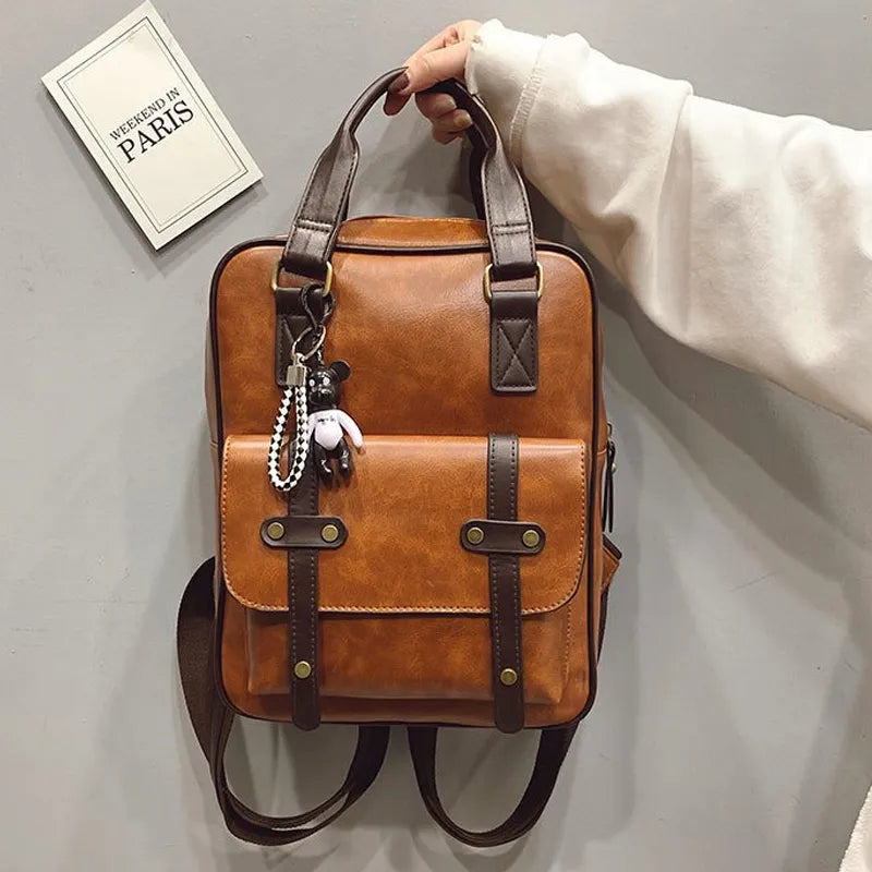 Brown School Leather Bags for Teenagers
