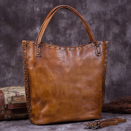 Handmade Full Grain Leather Women Tote Bag, Shopper Bag, Handbag