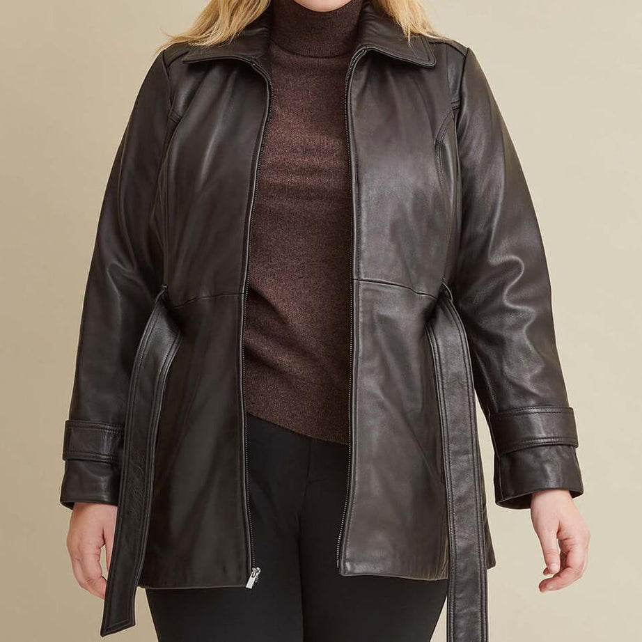 Leather Belted Jacket With ZIP-OUT Liner