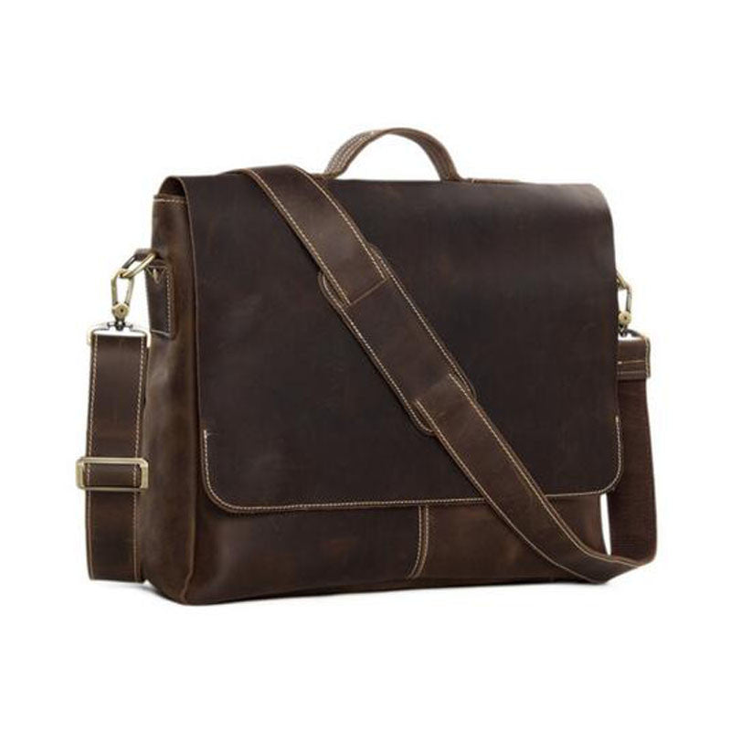 Vintage Dark Espresso Leather Messenger Bags, Men Leather Bags by Leather Warrior