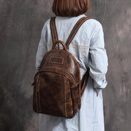 New Arrival Fashion Bags Coffee Vintage Backpacks College Students School Bags by Leather Warrior