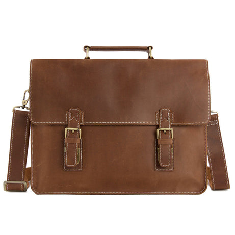 Vintage Brown Leather Briefcases, Men Messenger Bags, Laptop Bags by Leather Warrior