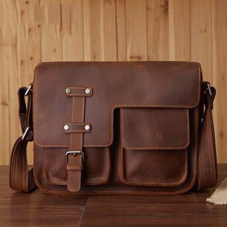 Retro Brown Vintage Leather Bags Men's Leather Shoulder Bags by Leather Warrior