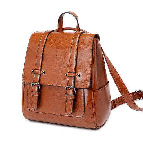Top Grain Leather City Backpack Women Leather Travel Backpack Natural Cowhide Leather