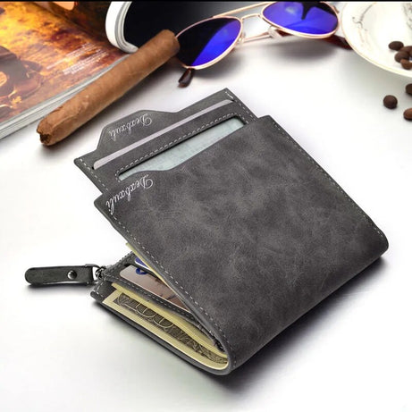 Soft and multi-function Grey Leather Wallet For Men