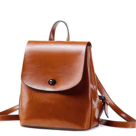 Women's Top Grain Leather Backpack Simple Style City Backpack