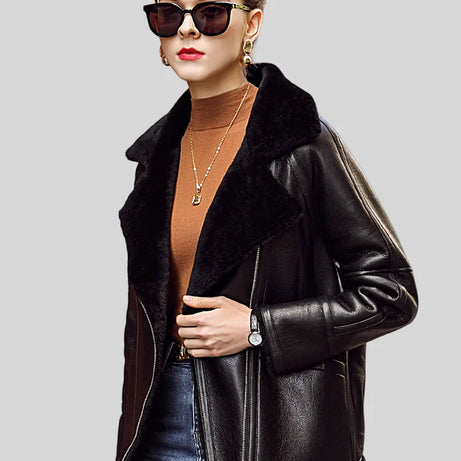 Women’s Black Faux Fur Leather Jacket