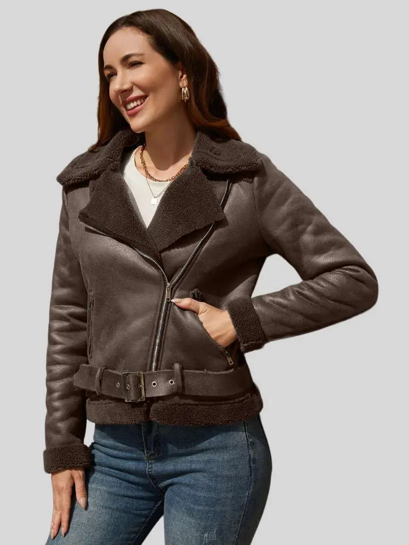 Women’s Dark Brown Aviator Leather Jacket