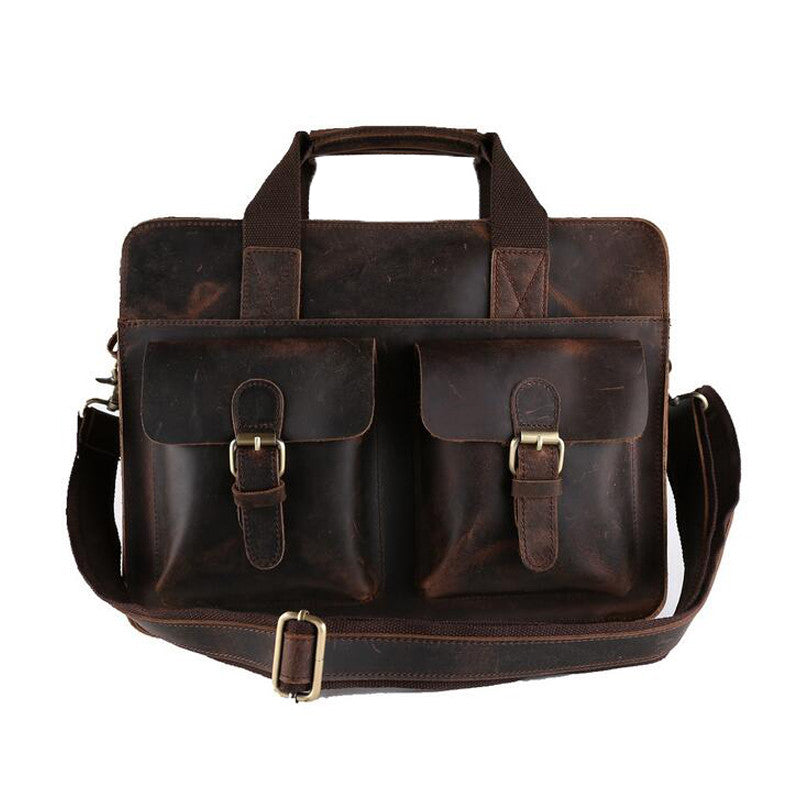 Vintage Dark Coffee Leather Laptop Bag 13 Inches Messenger Handmade Briefcase Crossbody Shoulder Bag by Leather Warrior