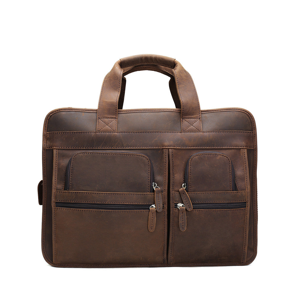 Handmade Genuine Leather Laptop Briefcase Messenger Bag by Leather Warrior