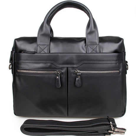 Handmade Top Grain Black Leather Briefcase Men's Business Laptop Bag Handbags by Leather Warrior