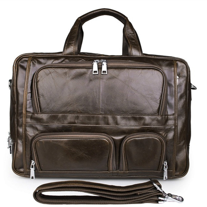 Handmade Top Leather Briefcases Large Shoulder Bags Men's Coffee Business Laptop Messenger Bags by Leather Warrior